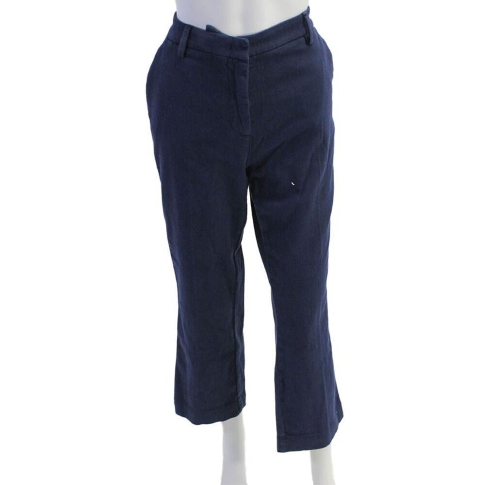 Sharis Womens High Rise Straight Leg Pants  Navy Blue Cotton Size EUR 42